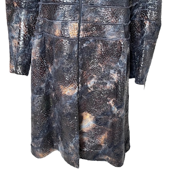 Linda Lundstrom Women’s Reptile Snake Skin Embossed Coat Plus Size 16 Zip Detail - Picture 3 of 9